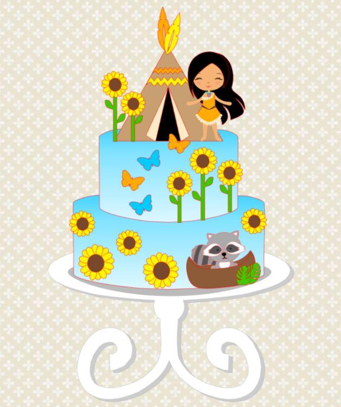 Arquivo de corte Topo de Bolo pocahontas