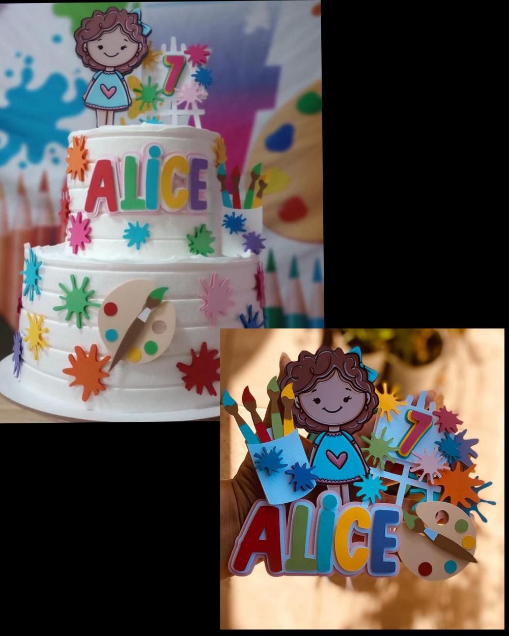 Arquivo de corte topo de bolo Pintando o 7