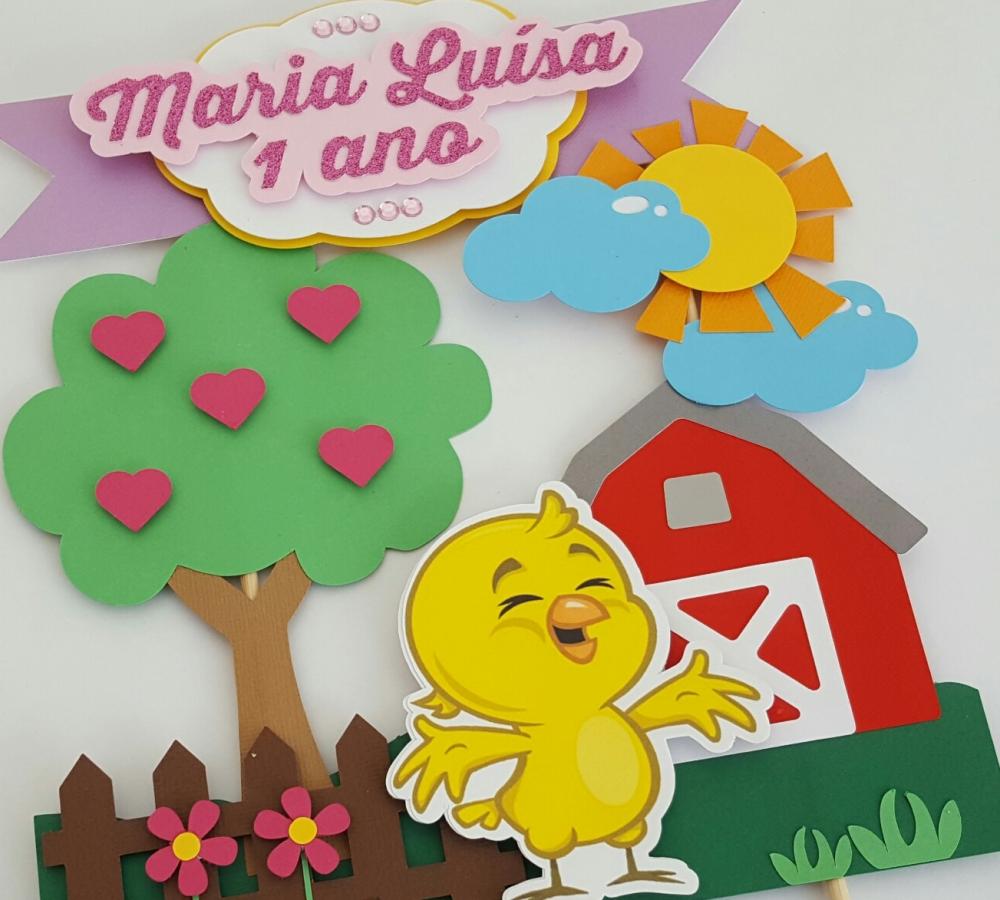 Arquivo de corte topo de bolo Pintinho Amarelinho