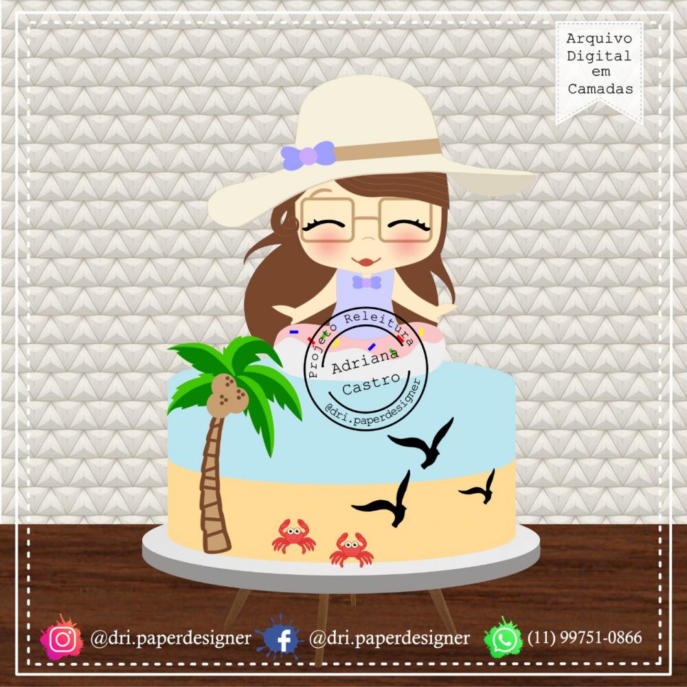 Arquivo de corte topo de bolo Praia