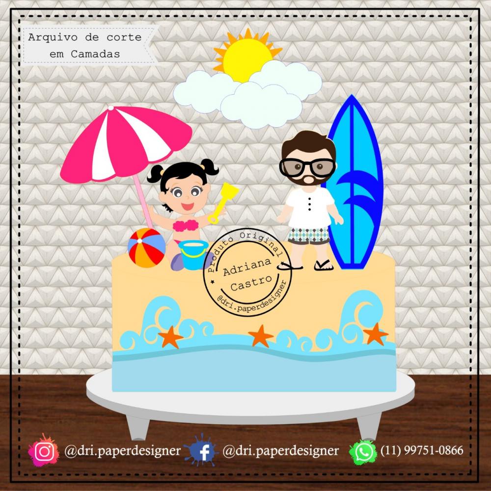 Arquivo de corte topo de bolo Praia