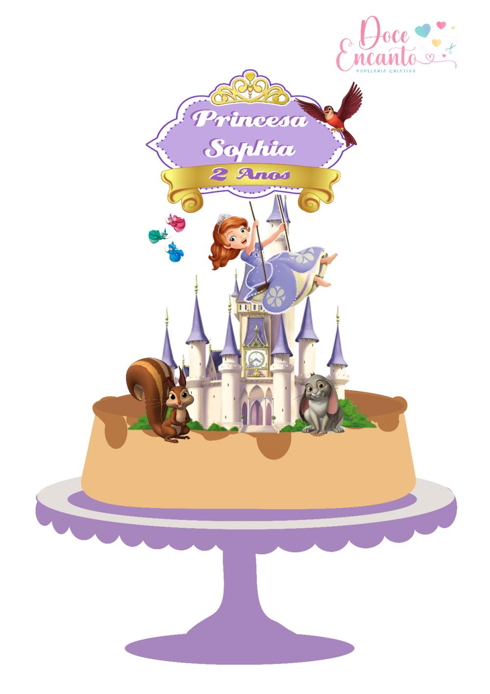 Arquivo de corte  Topo de Bolo Princesa Sofia