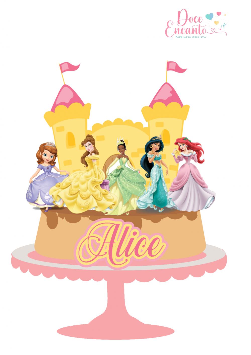 Arquivo de corte topo de bolo princesas