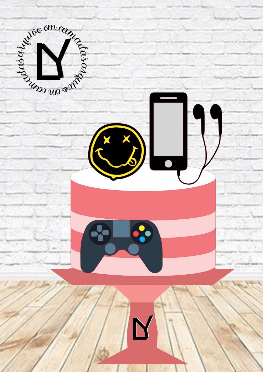 Arquivo de corte topo de bolo Video game