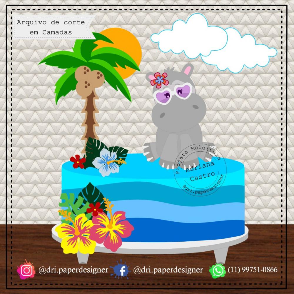 Arquivo de corte topo de bolo Hipopotamo