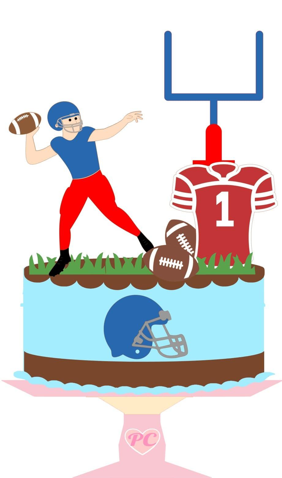 Arquivo de corte Topo de Bolo de Bolo Futebol Americano