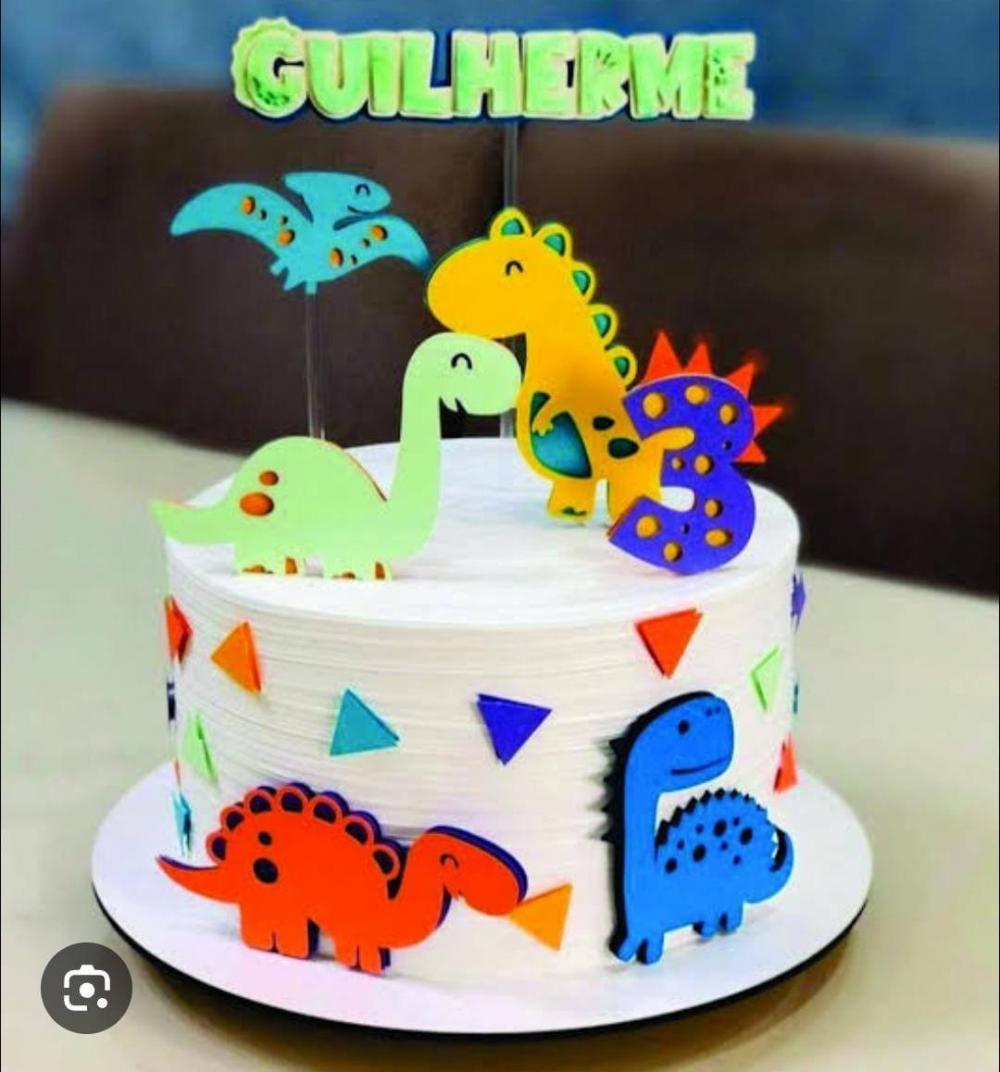 Arquivo de corte topo de bolo Familia Dinossauro