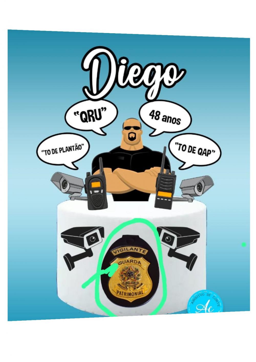 Arquivo de corte topo de bolo Vigilante