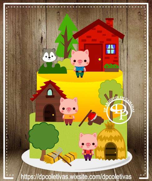 Arquivo de corte topo de bolo 3 Porquinhos