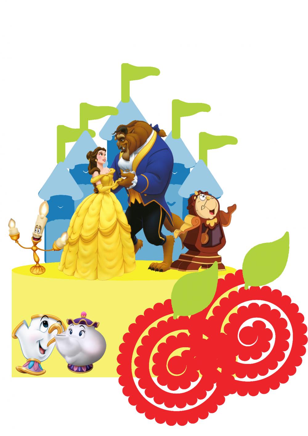 Arquivo de corte Topo de bolo Bela e a Fera