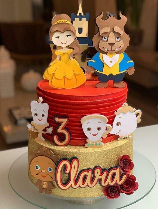 Arquivo de corte Topo de bolo Bela e a Fera