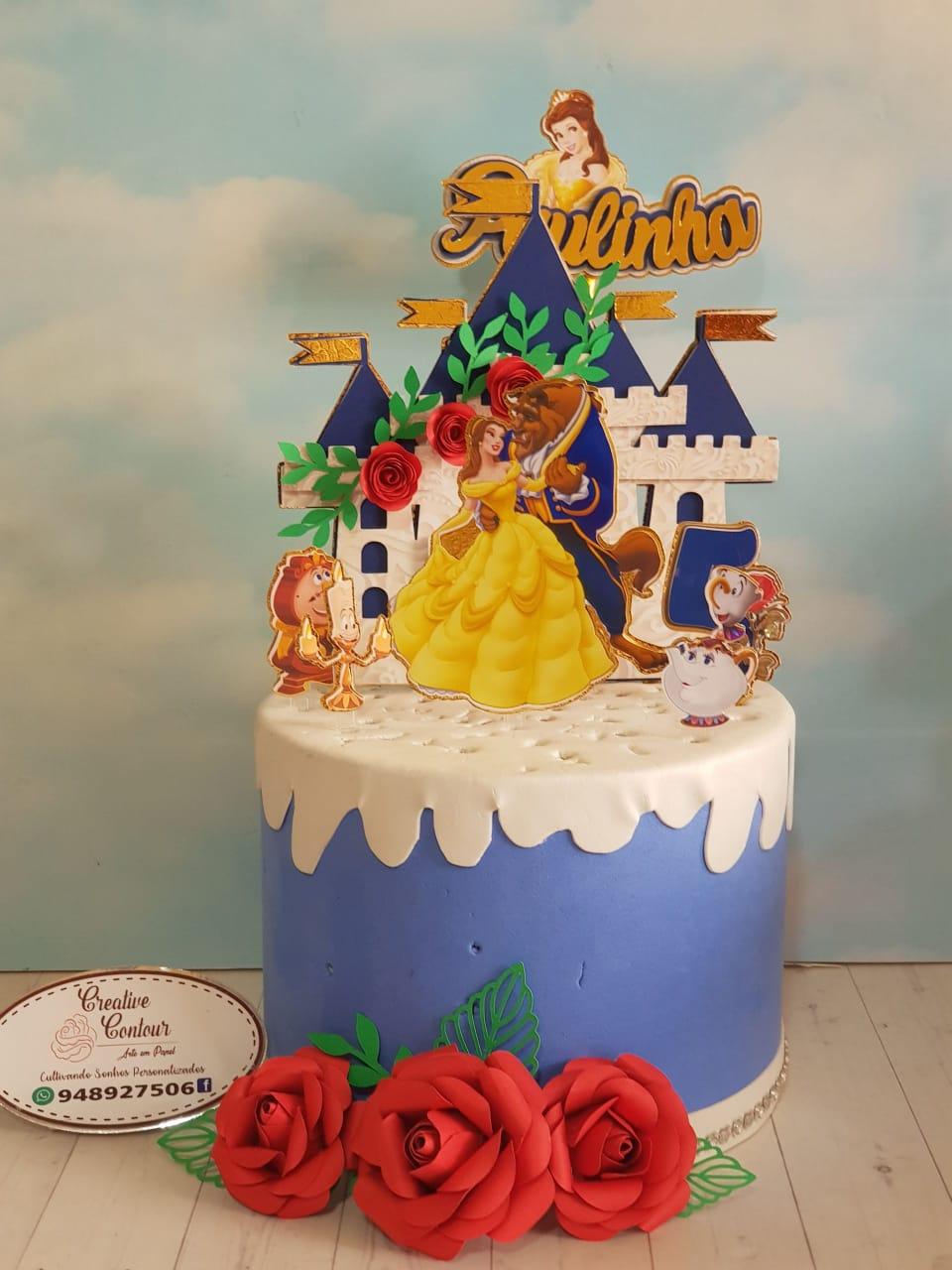 Arquivo de corte Topo de bolo Bela e a Fera