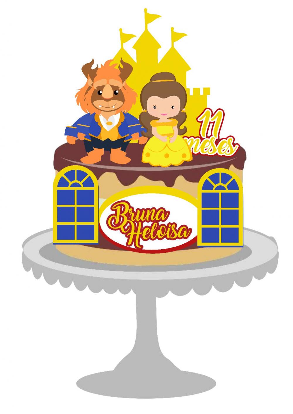 Arquivo de corte Topo de bolo Bela e a Fera