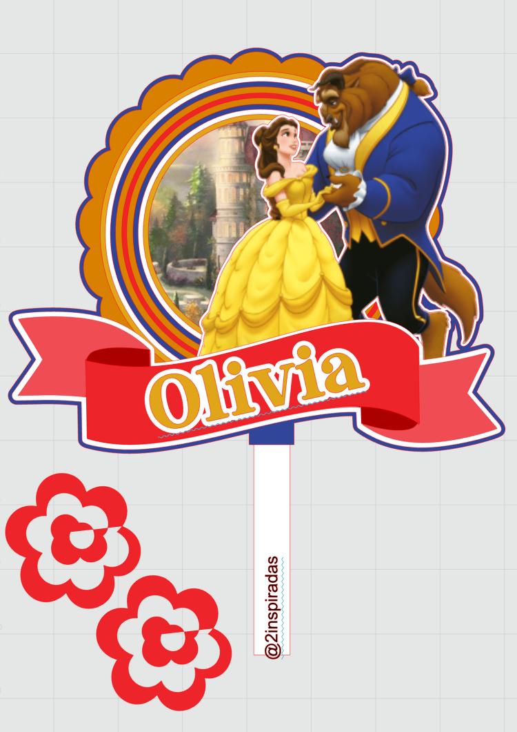 Arquivo de corte Topo de bolo Bela e a Fera