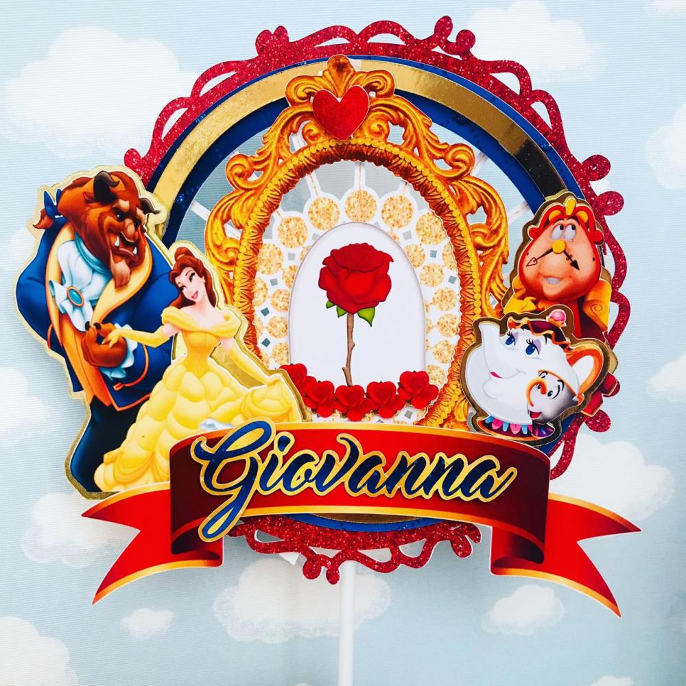 Arquivo de corte Topo de bolo Bela e a Fera