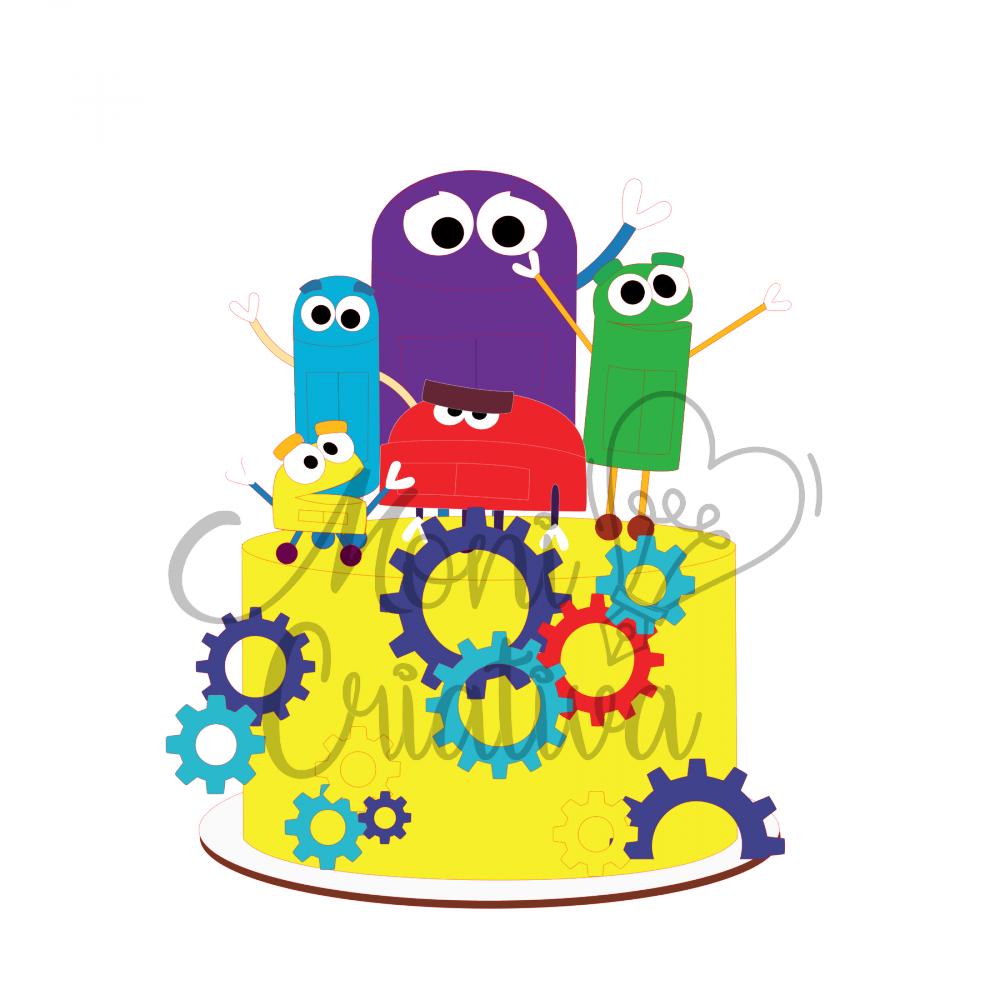 Arquivo de corte topo de bolo Story Bots