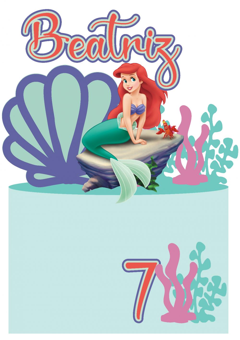 Arquivo de corte topo de bolo Sereia  ariel