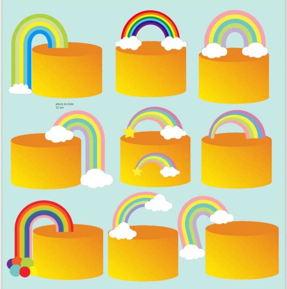 Arquivo de corte topo de bolo arco iris
