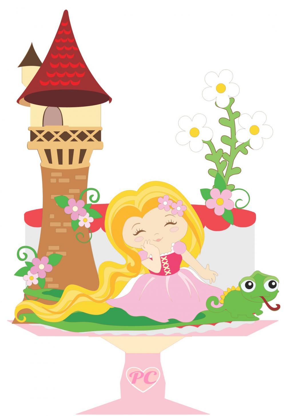 Arquivo de corte topo de bolo Rapunzel