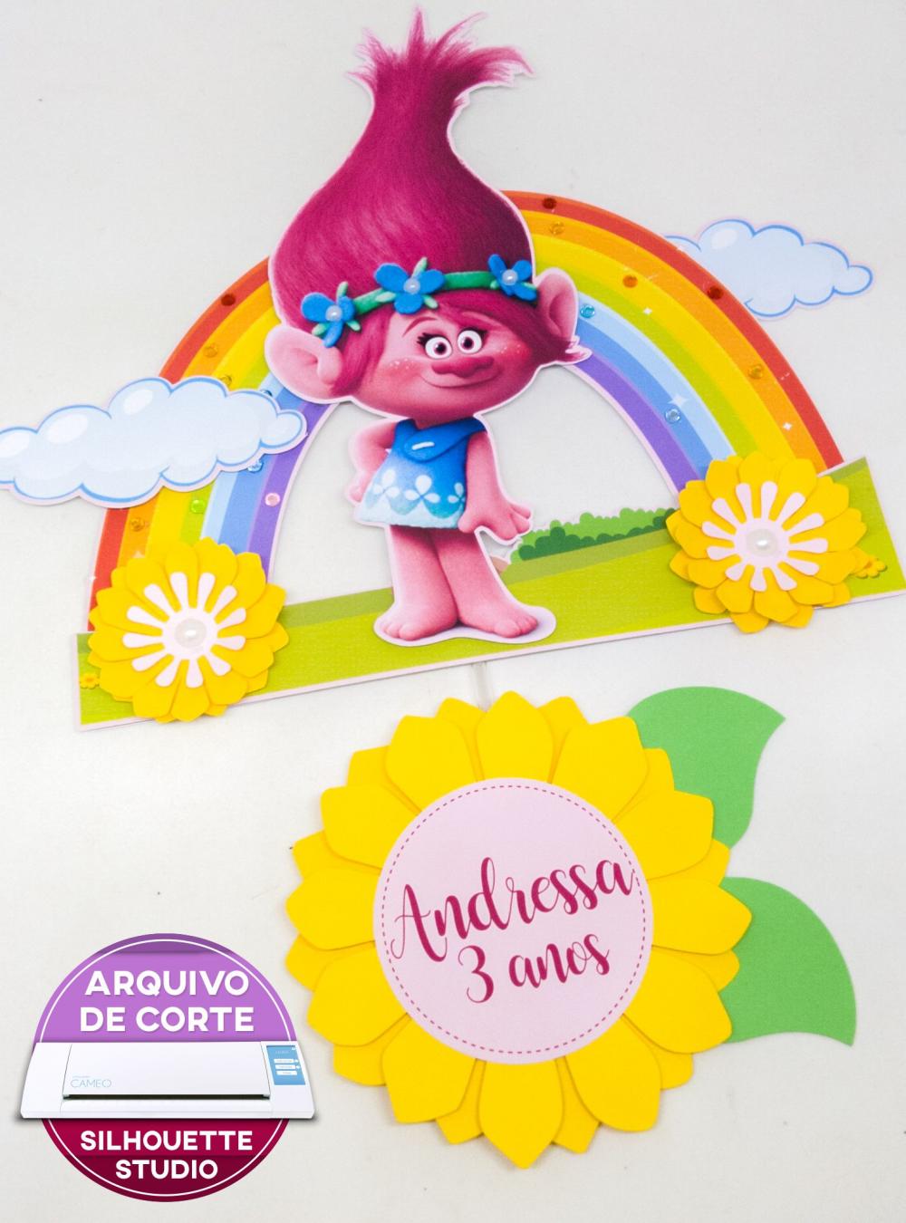 Arquivo de corte topo de bolo Trolls