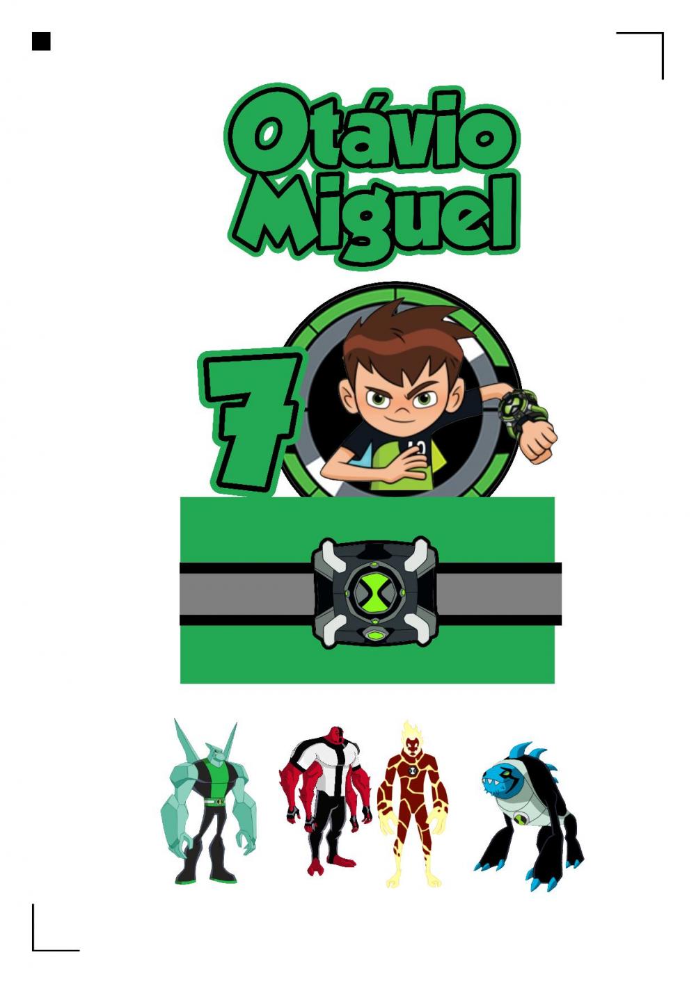 Arquivo de corte topo de bolo Ben 10