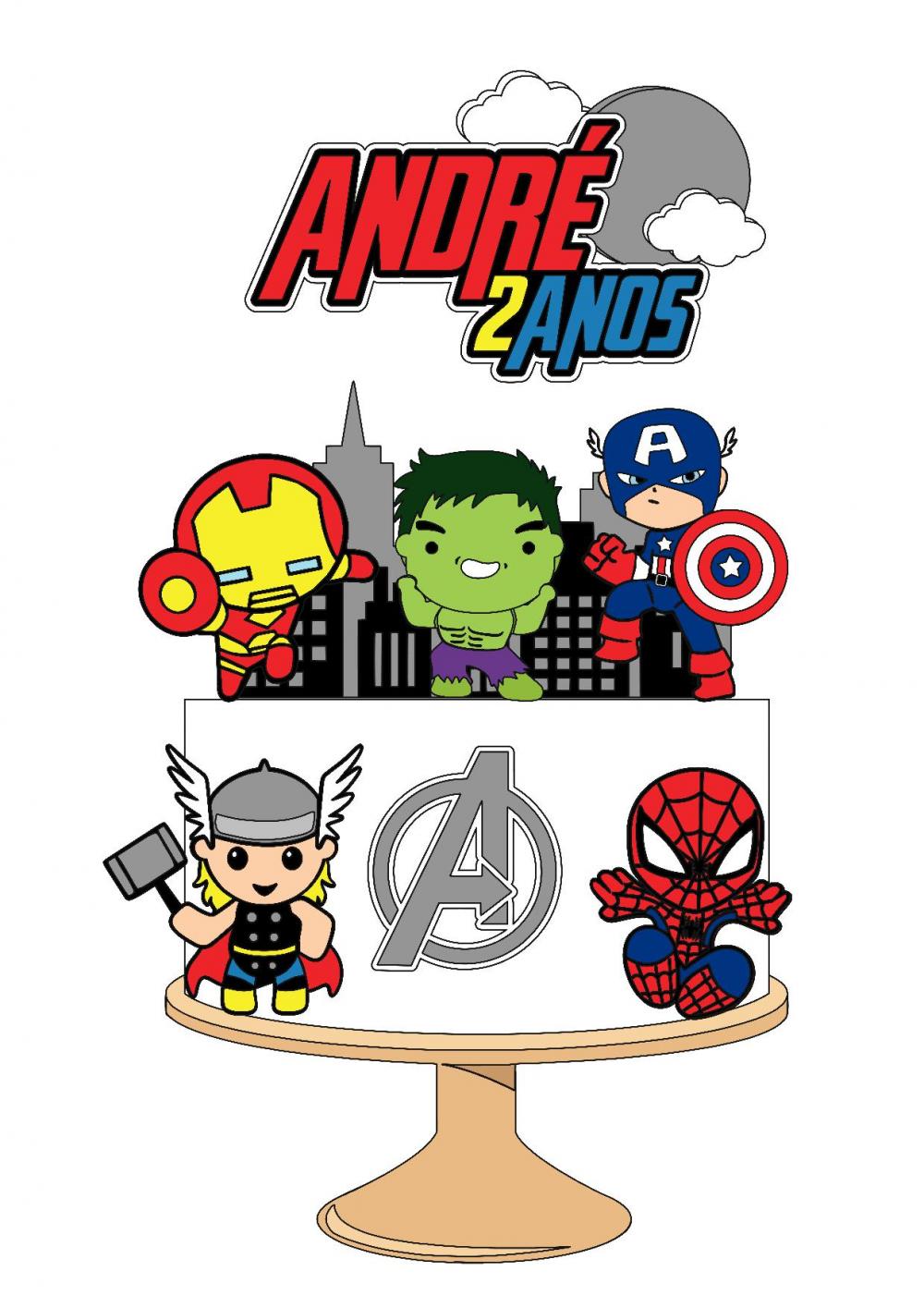 Arquivo de corte Topo de bolo Avengers