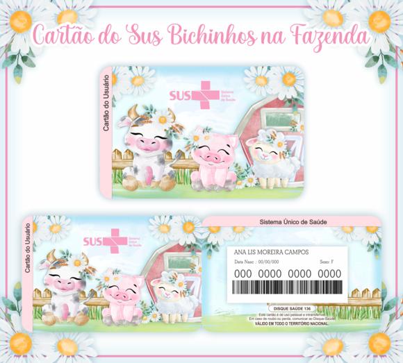Cartão SUS Bichinhos na Fazenda