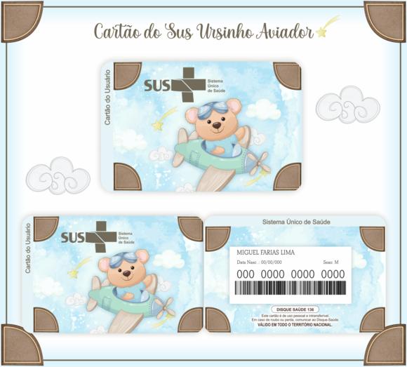 Cartão SUS Ursinho Aviador