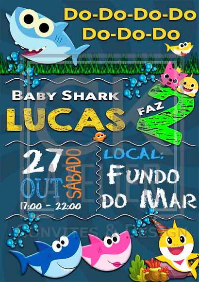 Convite Digital Baby Shark tubarâo
