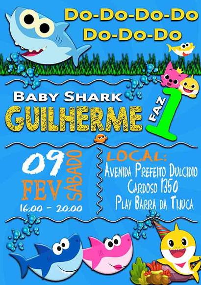 Convite Digital Baby Shark tubarâo