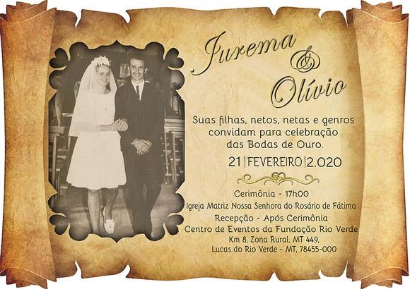 Convite Digital Bodas de Ouro Pergaminho