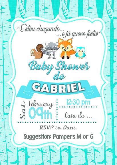 Convite Digital Chá de Bebê Animais Cute