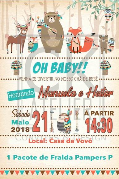 Convite Digital Chá de Bebê Animais Cute