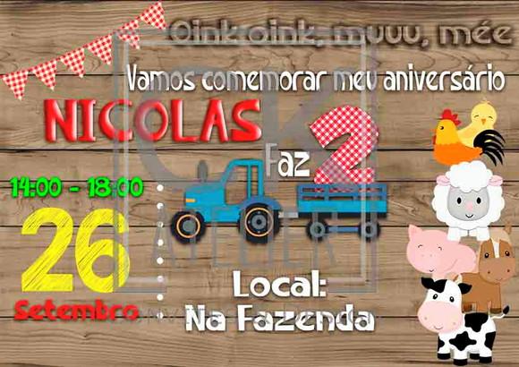 Convite Digital Fazendinha Cute