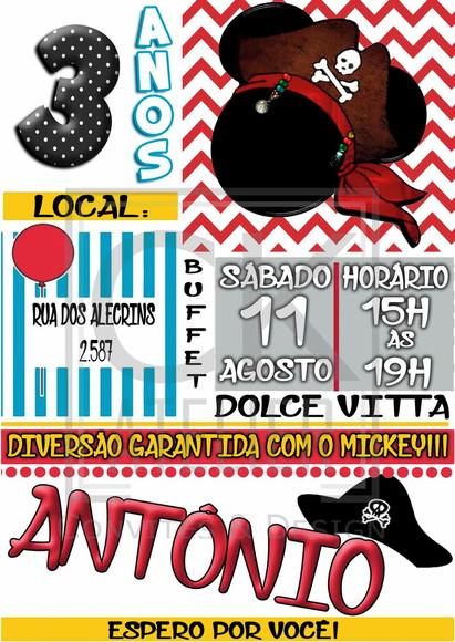 Convite Digital Mickey Pirata