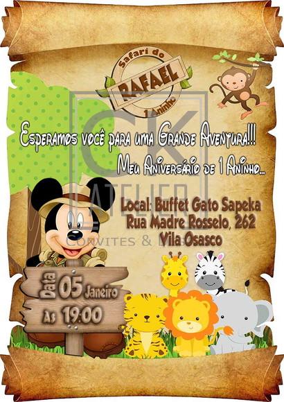 Convite Digital Mickey Safari