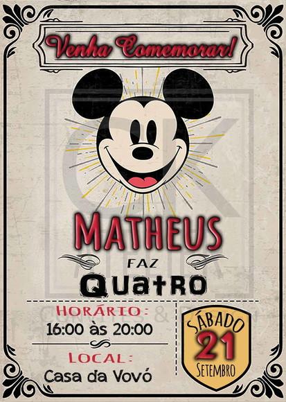 Convite Digital Mickey Vintage