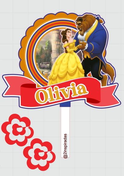 Topo de Bolo a Bela e a Fera