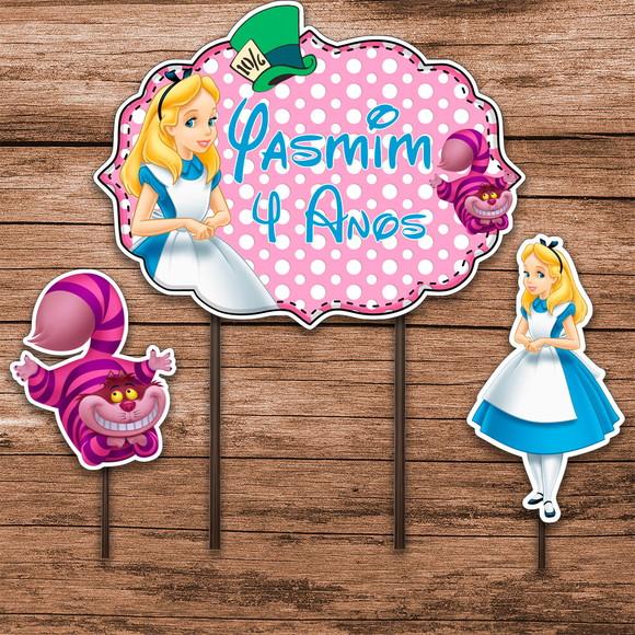 Topo de Bolo Alice no País das Maravilhas