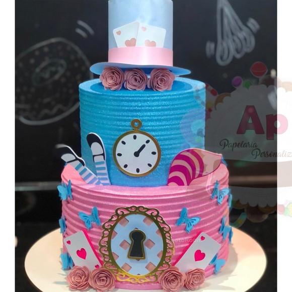 Topo de Bolo Alice no País das Maravilhas