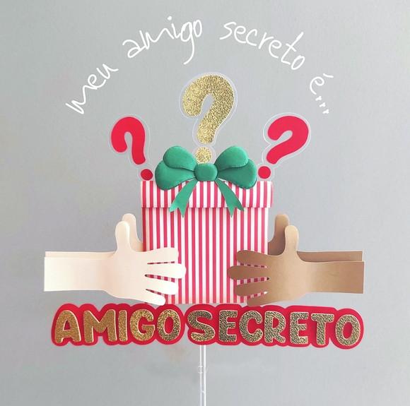 Topo de Bolo Amigo Secreto