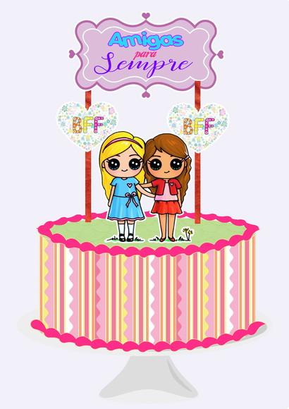 Topo de Bolo Amigas