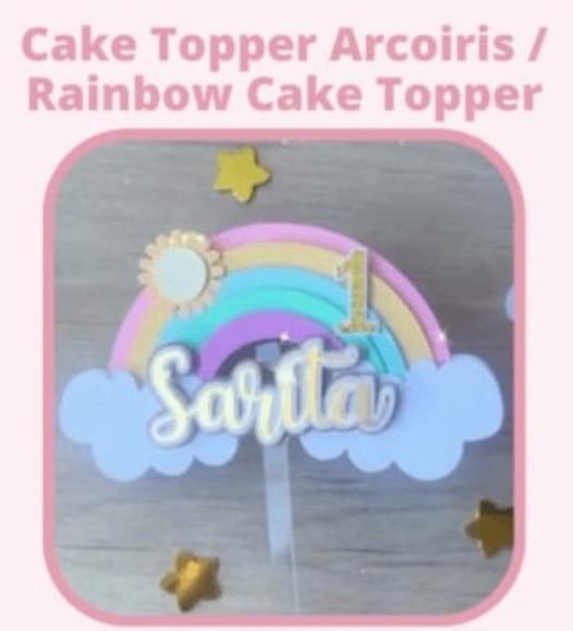 Topo de Bolo Arco Iris