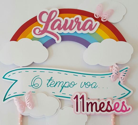 Topo de Bolo arco íris