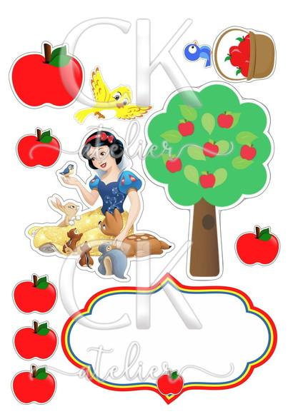 Topo de Bolo Branca de Neve
