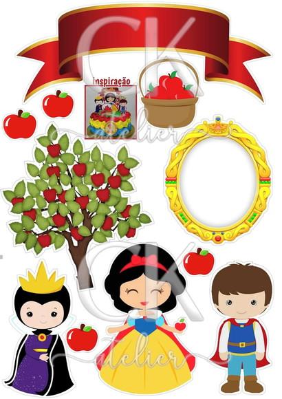 Topo de Bolo Branca de Neve