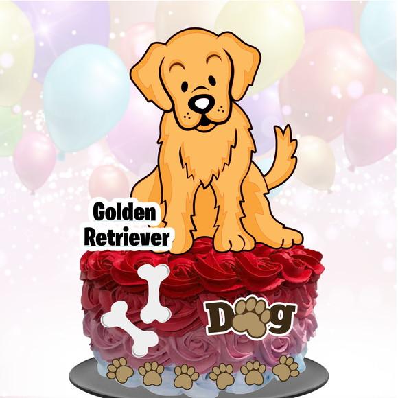 Topo de Bolo Cachorrinho (Golden)