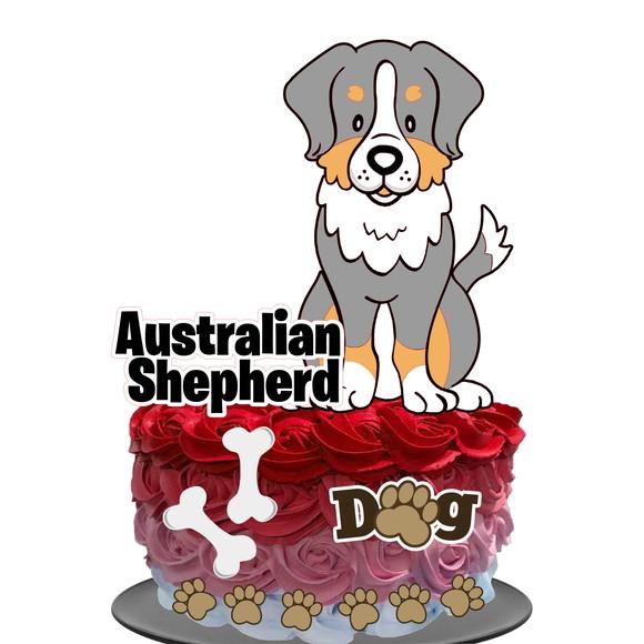Topo de Bolo Cachorrinho (Australian Shepherd)