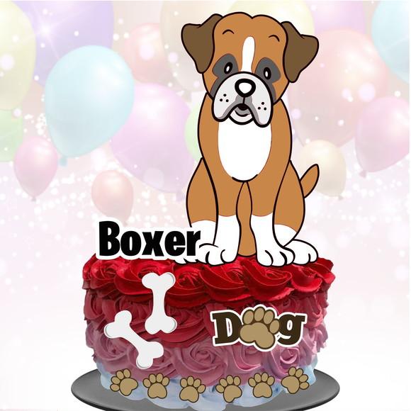 Topo de Bolo Cachorrinho (Boxer)
