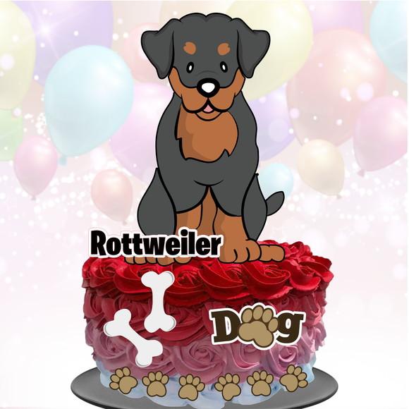 Topo de Bolo Cachorrinho (Rottweiller)